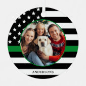 薄いグリーンラインカスタム軍隊クリスマス メタルオーナメント (正面)