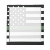 薄いグリーンラインフラグ軍隊退役軍人 ノートパッド (正面)