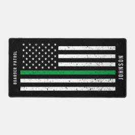 薄いグリーンライン動揺してアメリカ国旗のボーダー デスクマット