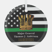 薄いグリーンライン軍パーソナライズされたブーツ軍隊 ガラスオーナメント (正面)