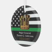 薄いグリーンライン軍パーソナライズされたブーツ軍隊 ガラスオーナメント (正面左)