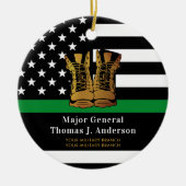 薄いグリーンライン軍パーソナライズされたブーツ軍隊 セラミックオーナメント (正面)