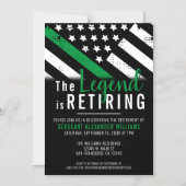 薄いグリーンライン軍隊軍の退職パーティー マグネット招待状 (正面)