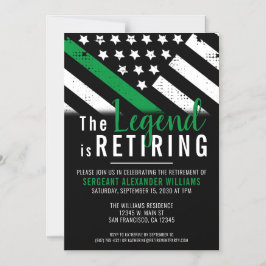 薄いグリーンライン軍隊軍の退職パーティー マグネット招待状
