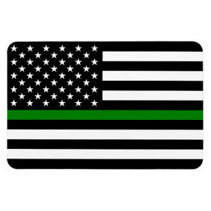 薄いグリーンライン軍隊&退役軍人アメリカ国旗 マグネット