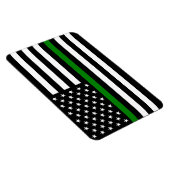 薄いグリーンライン軍隊&退役軍人アメリカ国旗 マグネット (右側)