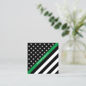 薄いグリーン・ライン軍の星及びストライプな旗 スクエア名刺 (スタンド正面)