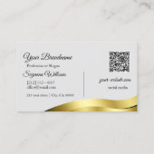 薄いグレーとイニシャルQRコード上の波状金ゴールドの色 名刺 (裏面)