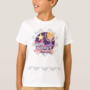 薄いグレーと白いシェブロン模様のバレリーナ Tシャツ