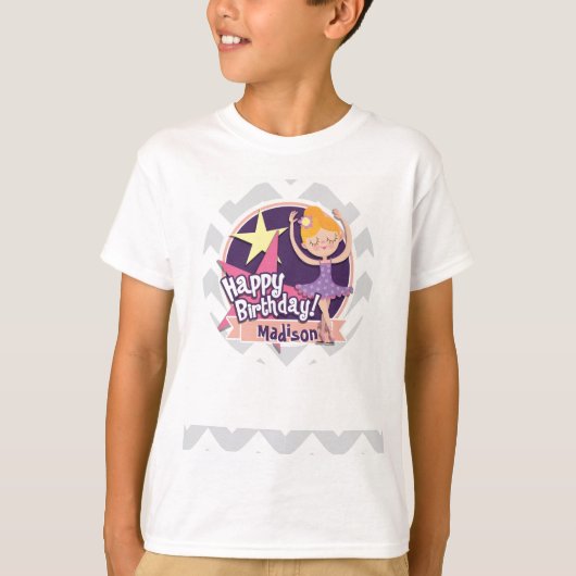 薄いグレーと白いシェブロン模様のバレリーナ Tシャツ (正面)