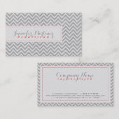 薄いグレーのシェブロンパターンリネンのテクスチャ3a 名刺 (正面/裏面)