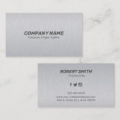 薄いグレーのブラシ仕上げアルミテクスチャ 名刺 (正面/裏面)