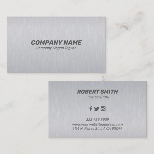 薄いグレーのブラシ仕上げアルミテクスチャ 名刺 (正面/裏面)