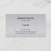 薄いグレーのブラシ仕上げアルミテクスチャ 名刺 (裏面)