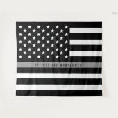 薄いグレーのライン アメリカ国旗 モノグラム タペストリー (正面(横))