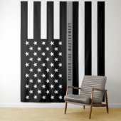 薄いグレーのライン アメリカ国旗 モノグラム タペストリー (インサイチュ)