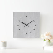 薄いグレーのヴィンテージレザーテフェイククスチャ スクエア壁時計 (ホーム)
