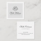 薄いグレーの白色カスタムのロゴのミニマリスト スクエア名刺 (正面/裏面)