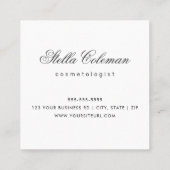 薄いグレーの白色カスタムのロゴのミニマリスト スクエア名刺 (裏面)