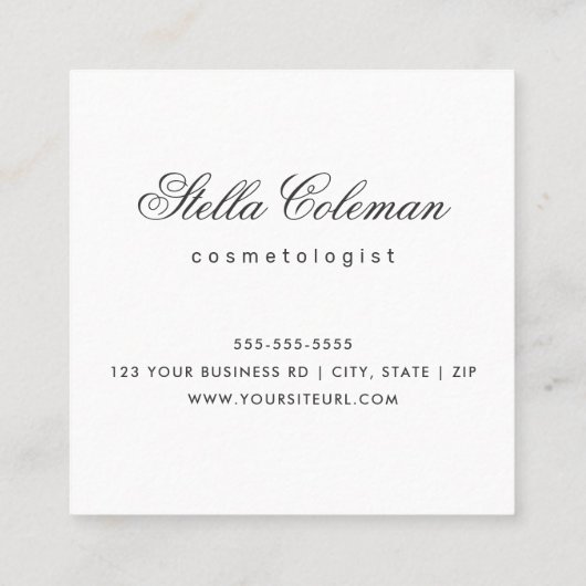 薄いグレーの白色カスタムのロゴのミニマリスト スクエア名刺 (裏面)