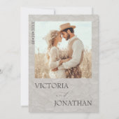 薄いグレーモダンの白い写結婚真 招待状 (裏面)