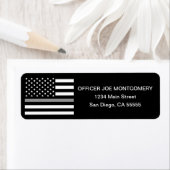 薄いグレーラインアメリカ国旗の差出人住所 ラベル (インサイチュ)