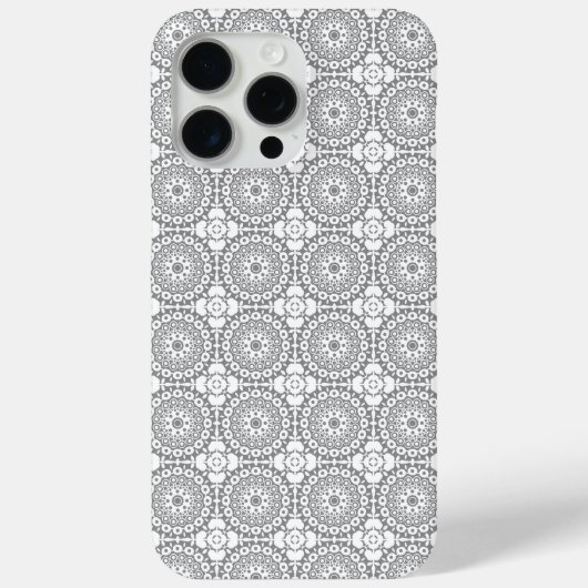 薄いグレー地に白いレースのスクエア Case-Mate iPhoneケース (裏面)