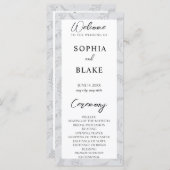 薄いグレー葉の結婚式 プログラムと葉 (正面/裏面)