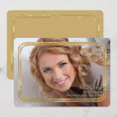 薄いゴールドフレームの写真付き卒業招待状 案内状 (正面/裏面)