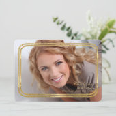 薄いゴールドフレームの写真 卒業パーティー招待状 案内状 (スタンド正面)