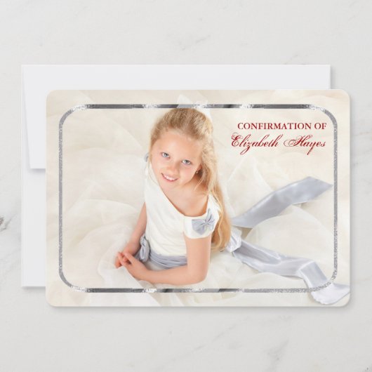 薄いシルバーフレームフォト招待状 招待状 (正面)