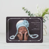 薄いシルバーフレーム写真誕生のお知らせ 案内状 (スタンド正面)