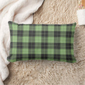 薄いシンプル緑のタータンチェックパターン ランバークッション (ブランケット)