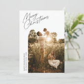 薄いスクリプトのクリスマスアーチ写真ホリデーカード シーズンカード (スタンド正面)