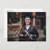 薄いスクリプト 現代風 卒業ありがとう ポストカード (正面/裏面)