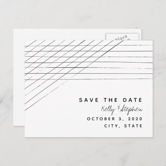 薄いストライプの傾斜の保存日付の郵便はがき 案内ポストカード (正面/裏面)