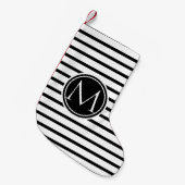 薄いストライプパターンとモノグラム スモールクリスマスストッキング (正面 (吊り時))