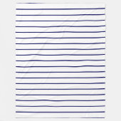 薄いストライプ、ネイビーブルーの白 フリースブランケット (正面)