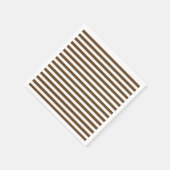 薄いストライプ – 白と濃い茶色 スタンダードカクテルナプキン (角)