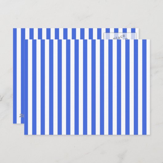 薄いストライプ – 白と王室の青 ポストカード (正面/裏面)