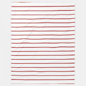 薄いストライプ、白に赤い深紅 フリースブランケット (正面)