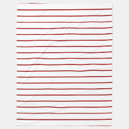薄いストライプ、白に赤い深紅 フリースブランケット