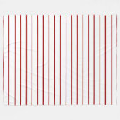 薄いストライプ、白に赤い深紅 フリースブランケット (正面(横))