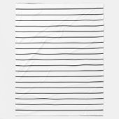 薄いストライプ、白の上に木炭グレー フリースブランケット (正面)