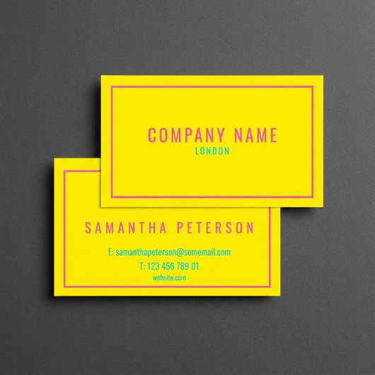 薄いネオンピンクと黄色 名刺