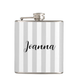 薄いパーソナライズされたグレーと白のストライプ フラスク