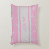 薄いパーソナライズされたピンクのスノーフレークのアクセント枕 アクセントクッション (正面(垂直))