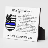 薄いパーソナライズされたブルーラインバッジ警察祈りの言葉 フォトプラーク (側面)