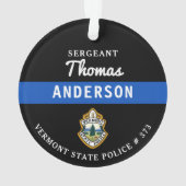 薄いパーソナライズされたブルーラインロゴ警官 オーナメント (裏面)