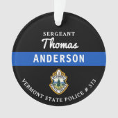 薄いパーソナライズされたブルーラインロゴ警官 オーナメント (正面)